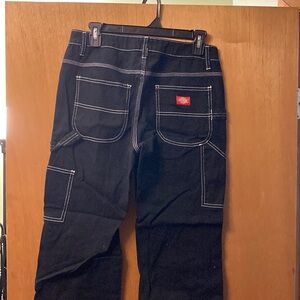 Dickies girl, black straight leg jeans with white stitching